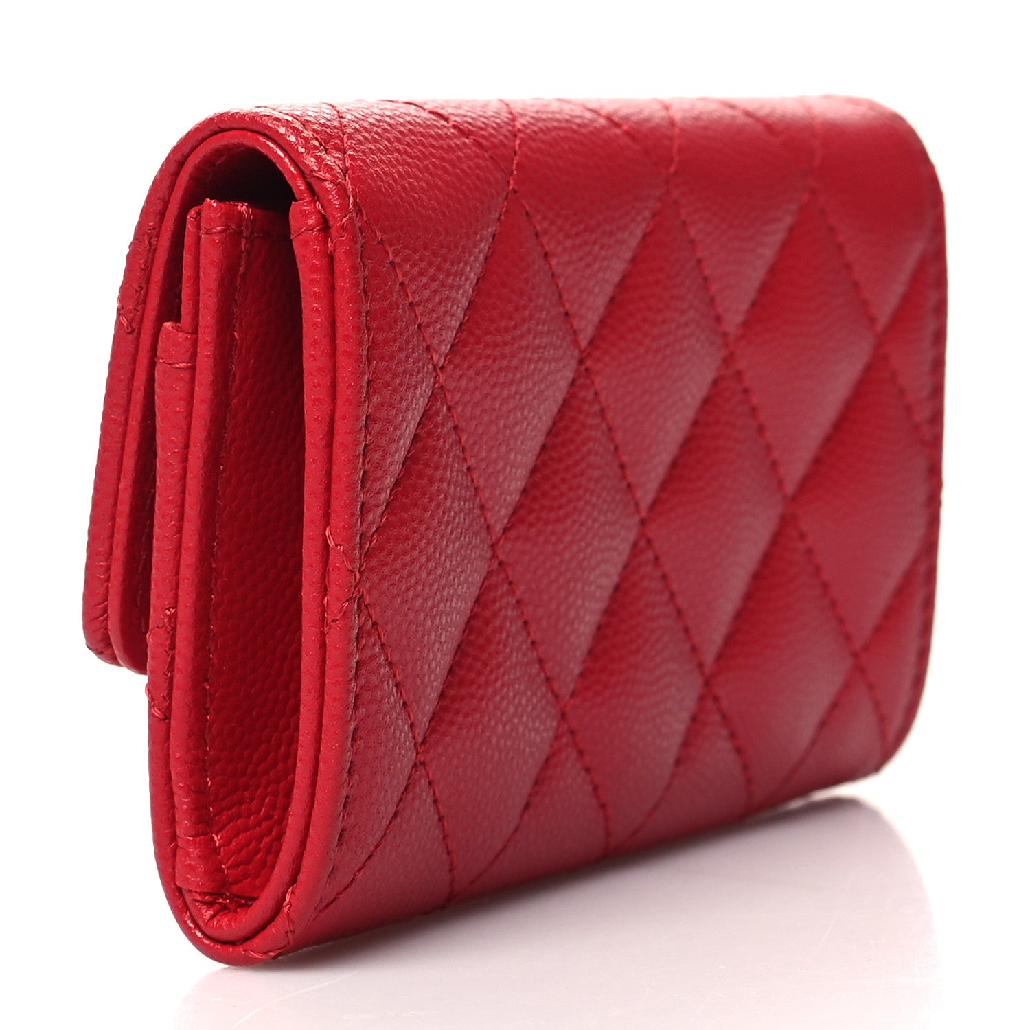 Chanel Caviar Quilted Crystal Enamel CC Flap Card Holder Red 3 of 11