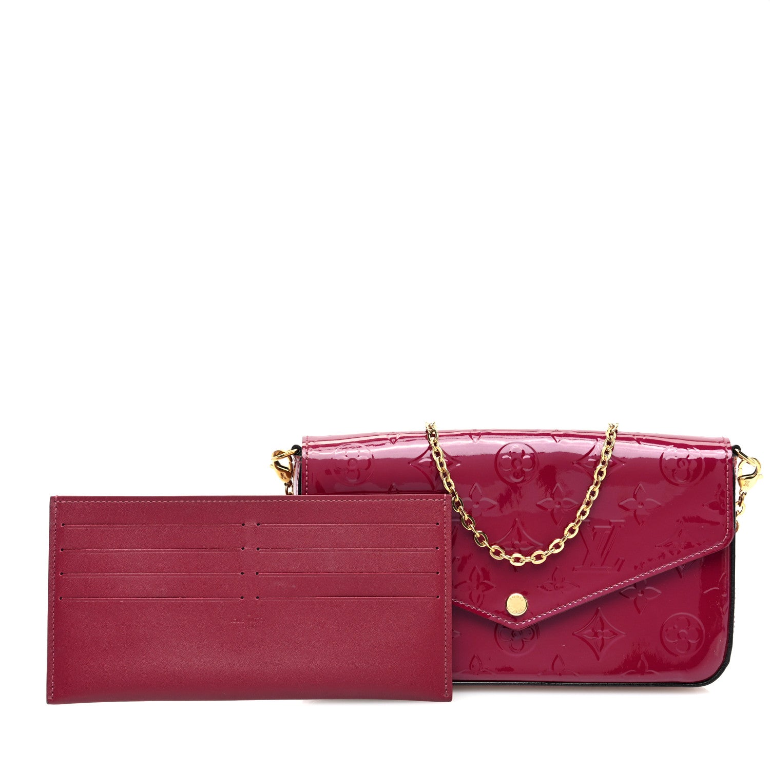 Louis Vuitton Vernis Felicie Chain Wallet Magenta 3 of 10