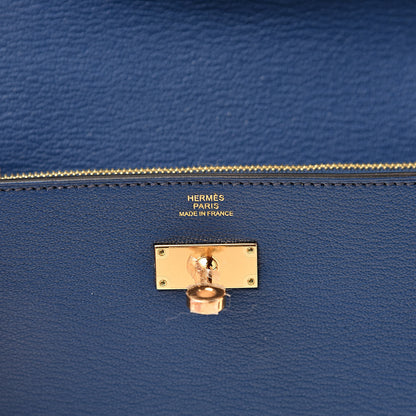 Hermes Chevre Mysore Kelly Longue Wallet Bleu Brighton 6 of 8