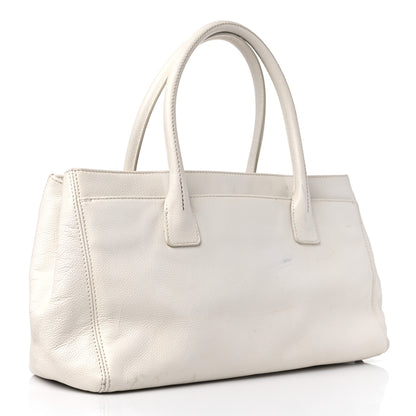 Chanel Calfskin Mademoiselle Lock Cerf Executive Shopper Tote White 3 of 22