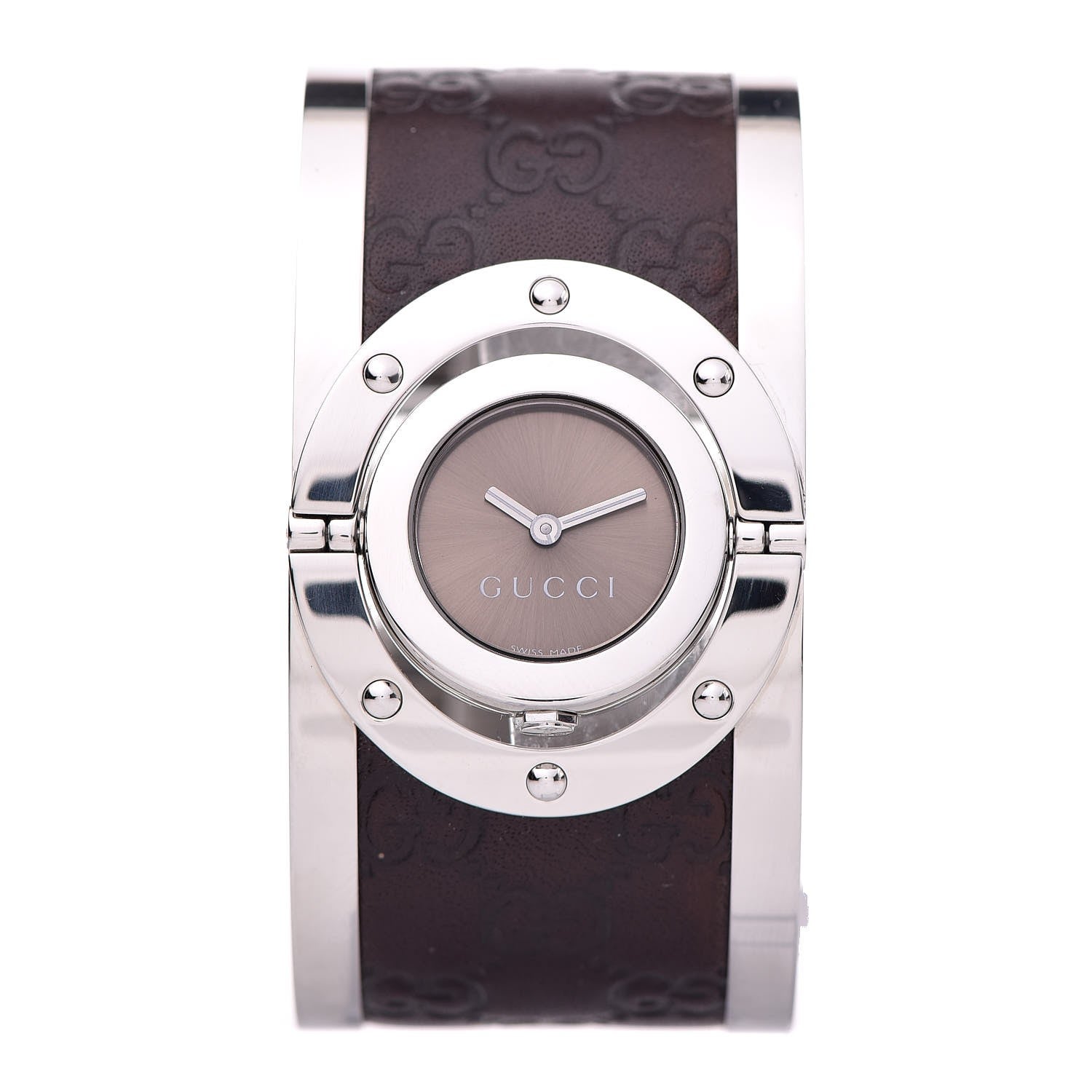 Gucci Stainless Steel Calfskin 33mm Twirl Quartz Watch Brown 1 of 8