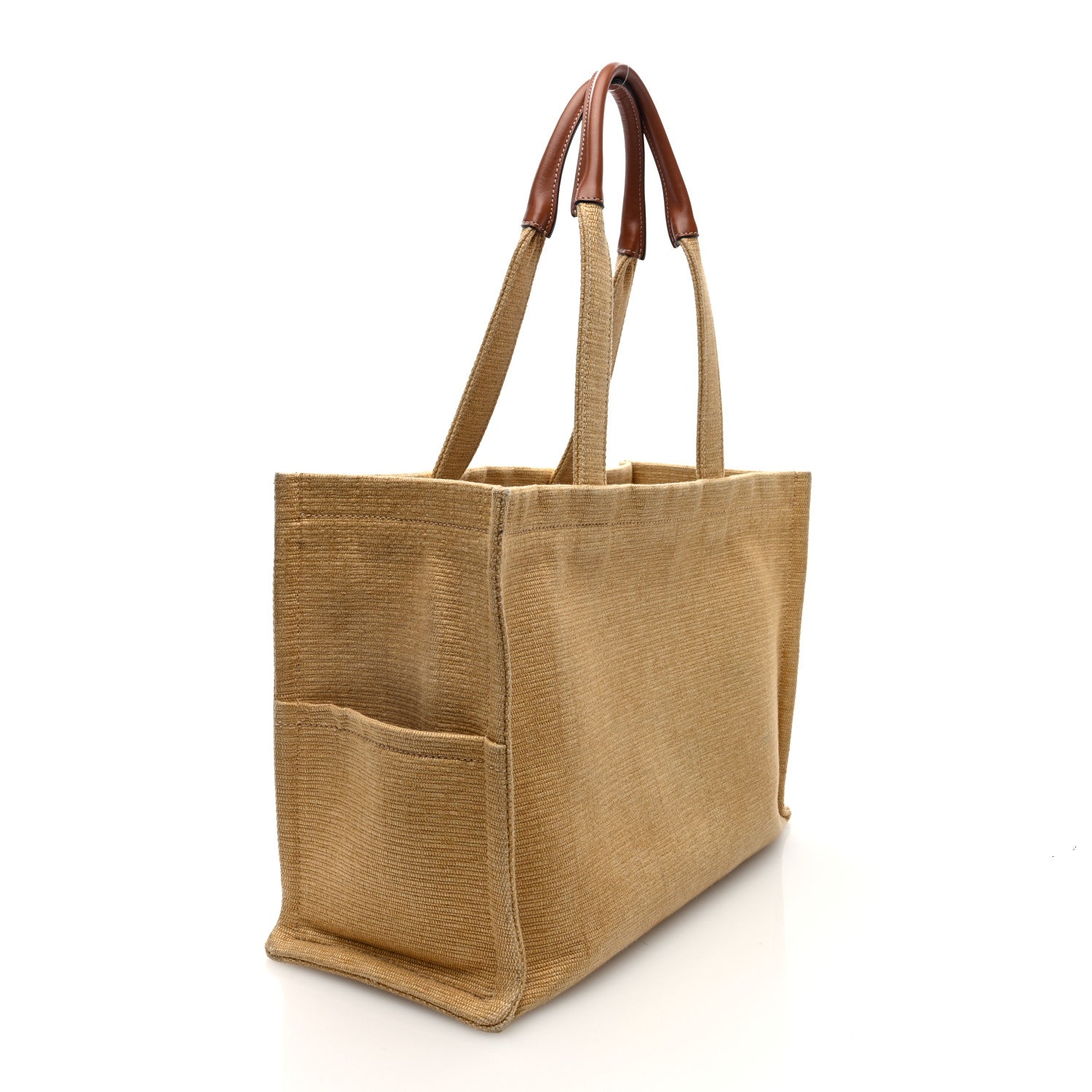 Celine Canvas Calfskin Triomphe Large Cabas  Natural Tan 3 of 9