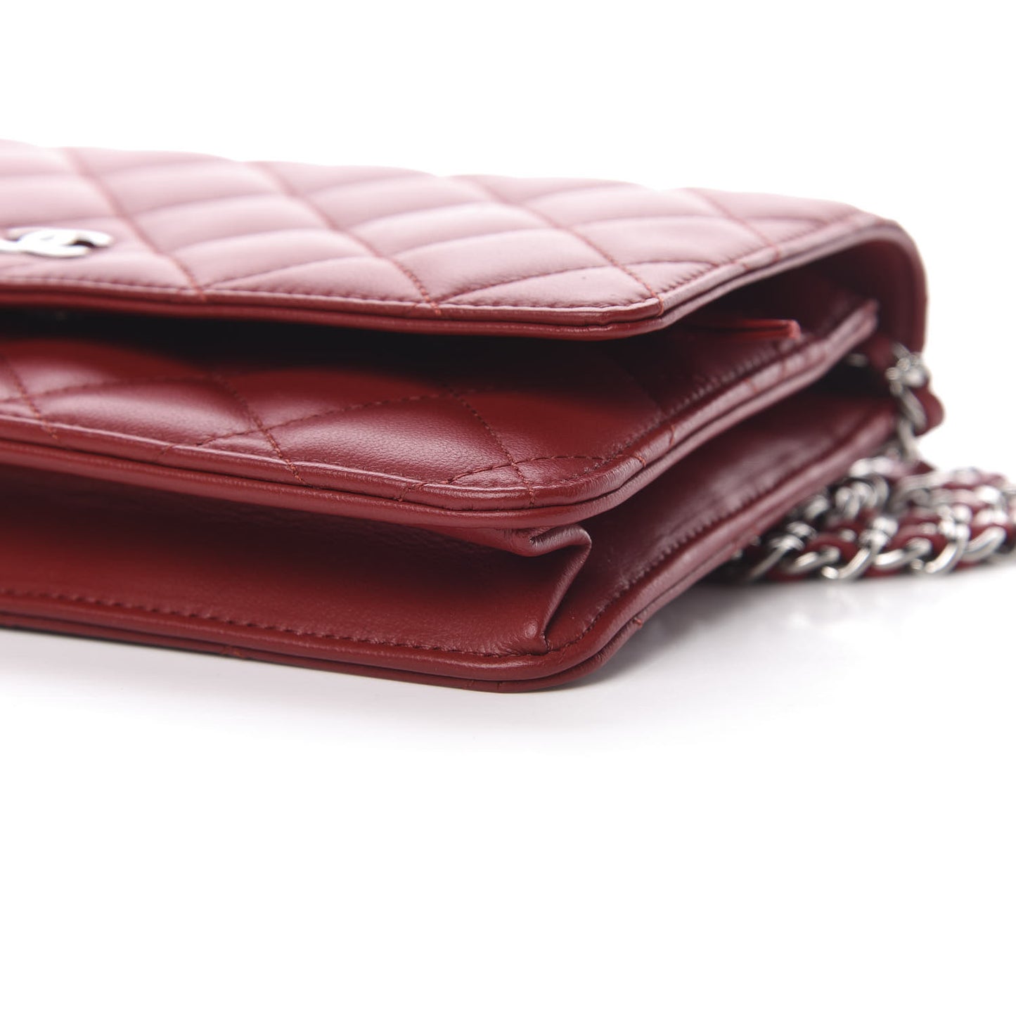 Lambskin Quilted Wallet On Chain WOC Red