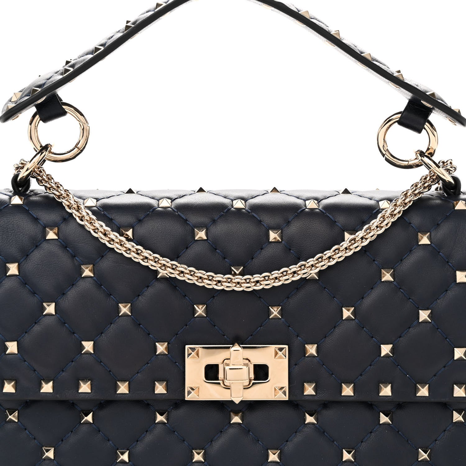 Valentino Garavani Nappa Medium Rockstud Spike Shoulder Bag Marine 7 of 11