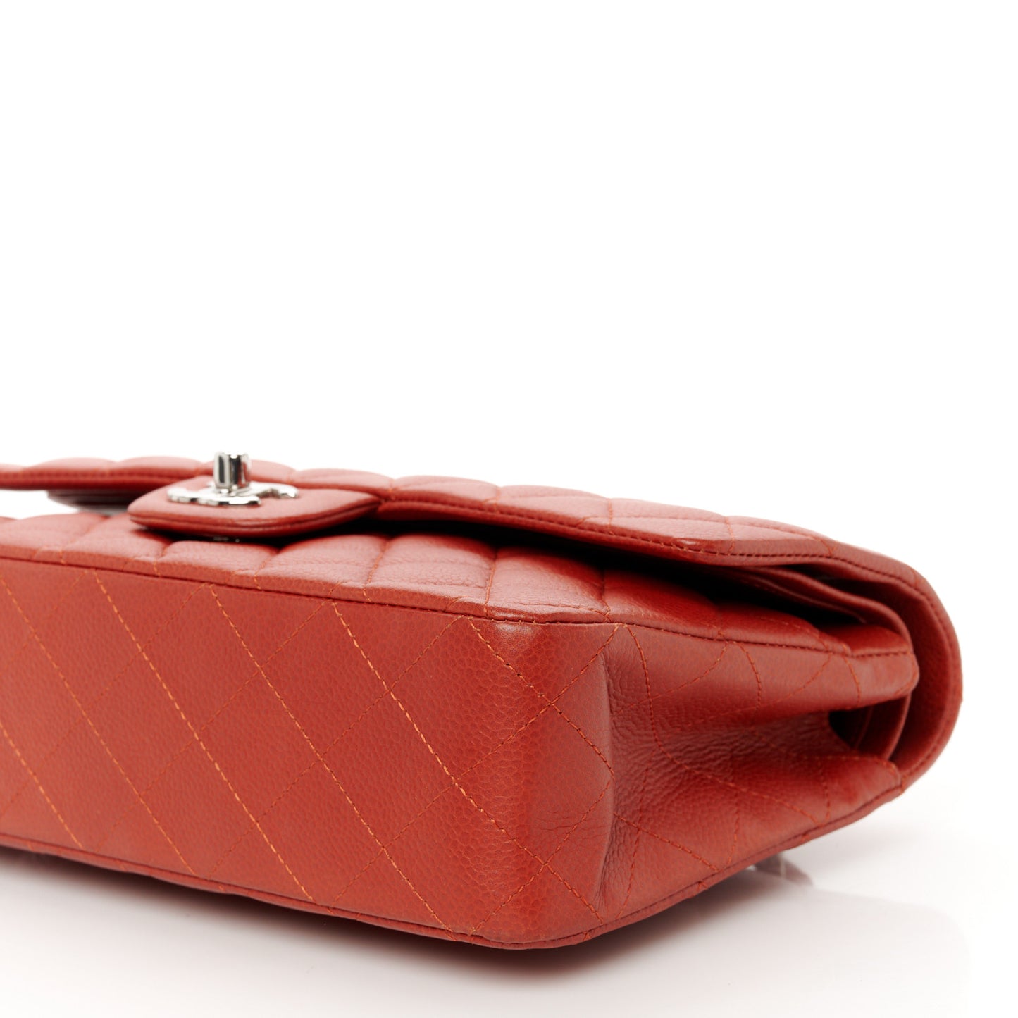 Caviar Quilted Medium Double Flap Red
