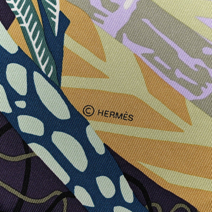 Hermes Silk En Liberte Scarf 90 Aubergine Vert Multicolore 4 of 5