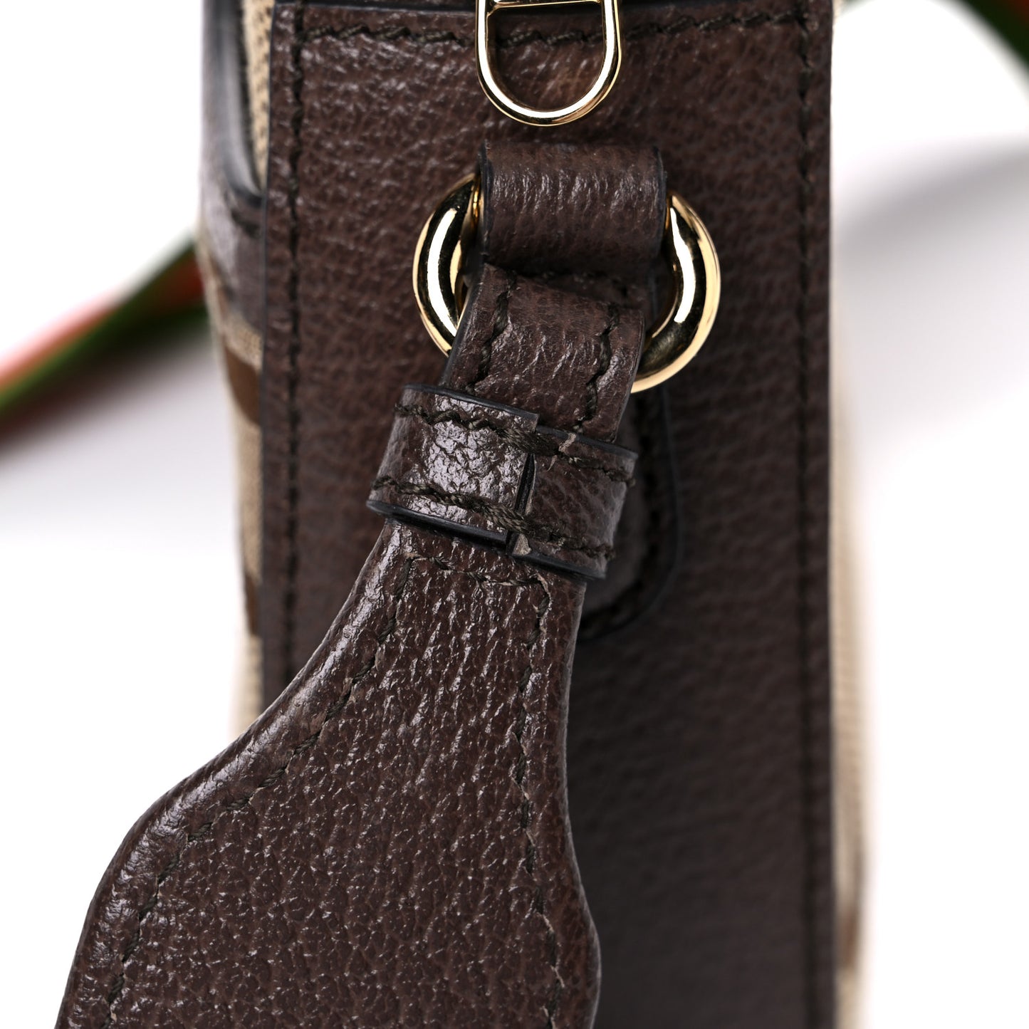 Monogram Jumbo GG Textured Dollar Calfskin Web Messenger Shoulder Bag Camel Ebony New Acero