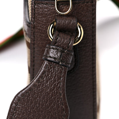 Gucci Monogram Jumbo GG Textured Dollar Calfskin Web Messenger Shoulder Bag Camel Ebony New Acero 16 of 16