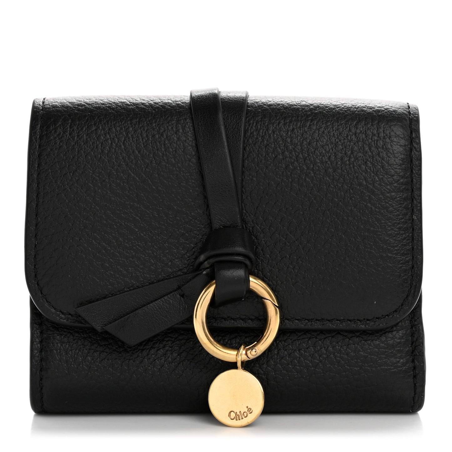 Calfskin Alphabet Tri-Fold Black