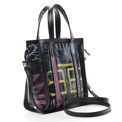 Balenciaga Agneau Arena Graffiti All Over XS Bazar Shopper Tote Black Multicolor 4 of 12