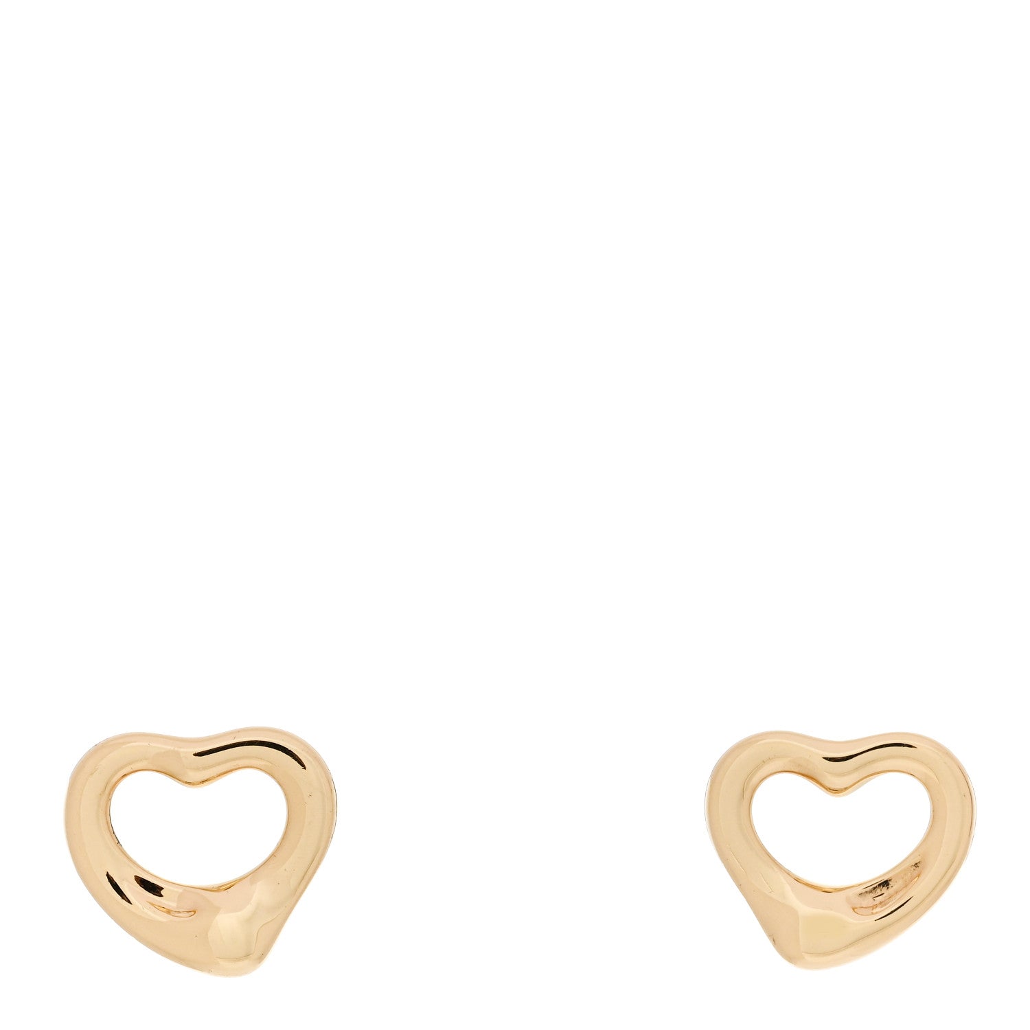 Tiffany 18K Yellow Gold 11mm Elsa Peretti Open Heart Earrings 1 of 4