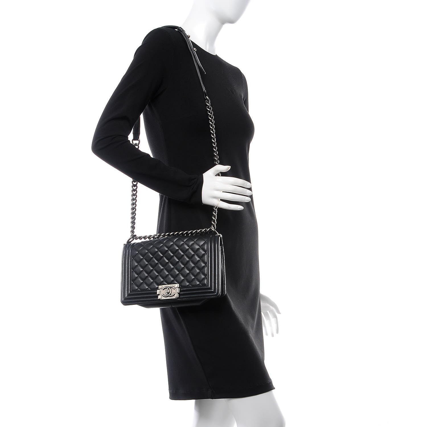 Chanel Calfskin Quilted Medium Boy Flap Black 2 of 9