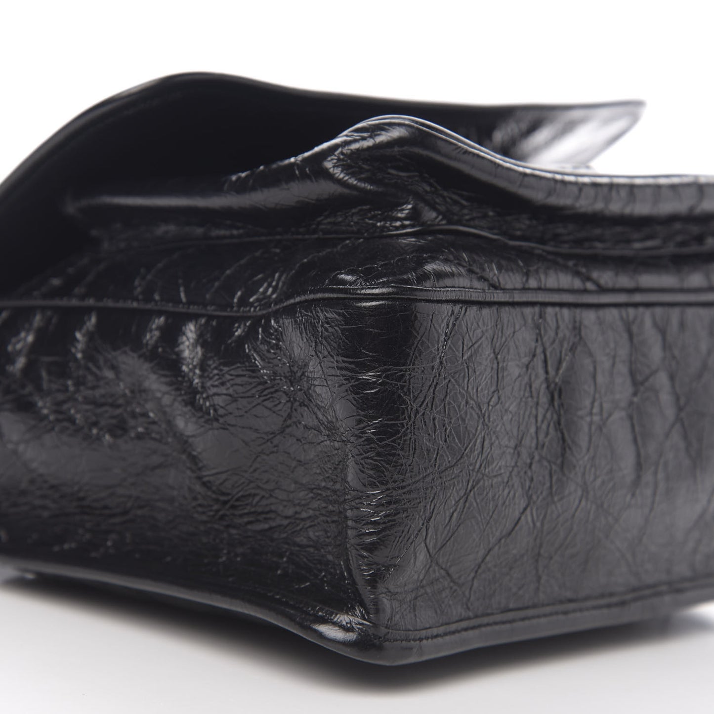 Crinkled Calfskin Matelasse Monogram Medium Niki Chain Satchel Black
