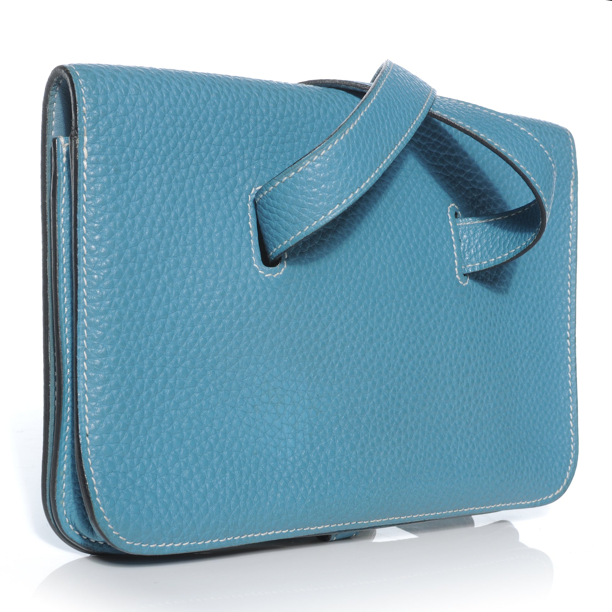 Hermes Togo Dogon Wallet Waist Pouch Blue Jean 3 of 8