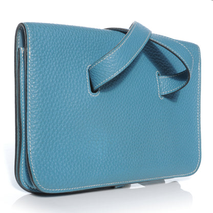 Hermes Togo Dogon Wallet Waist Pouch Blue Jean 3 of 8