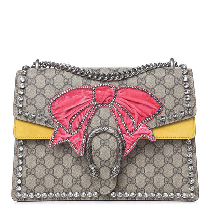 Gucci GG Supreme Monogram Crystal Bow Embroidered Medium Dionysus Shoulder Bag Yellow 1 of 9