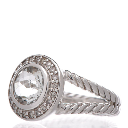 David Yurman Sterling Silver Diamond Prasiolite 8mm Petite Cerise Ring 51 5.75 3 of 5