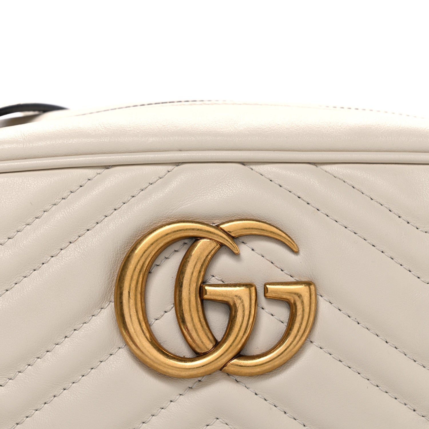 Gucci Calfskin Matelasse Small GG Marmont Chain Shoulder Bag White 8 of 12