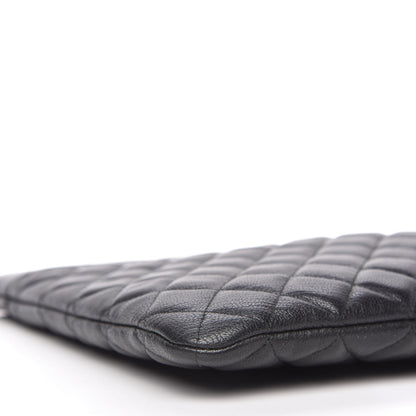 Chanel Sheepskin Quilted Large Vintage Mademoiselle Cosmetic Case Black 6 of 10