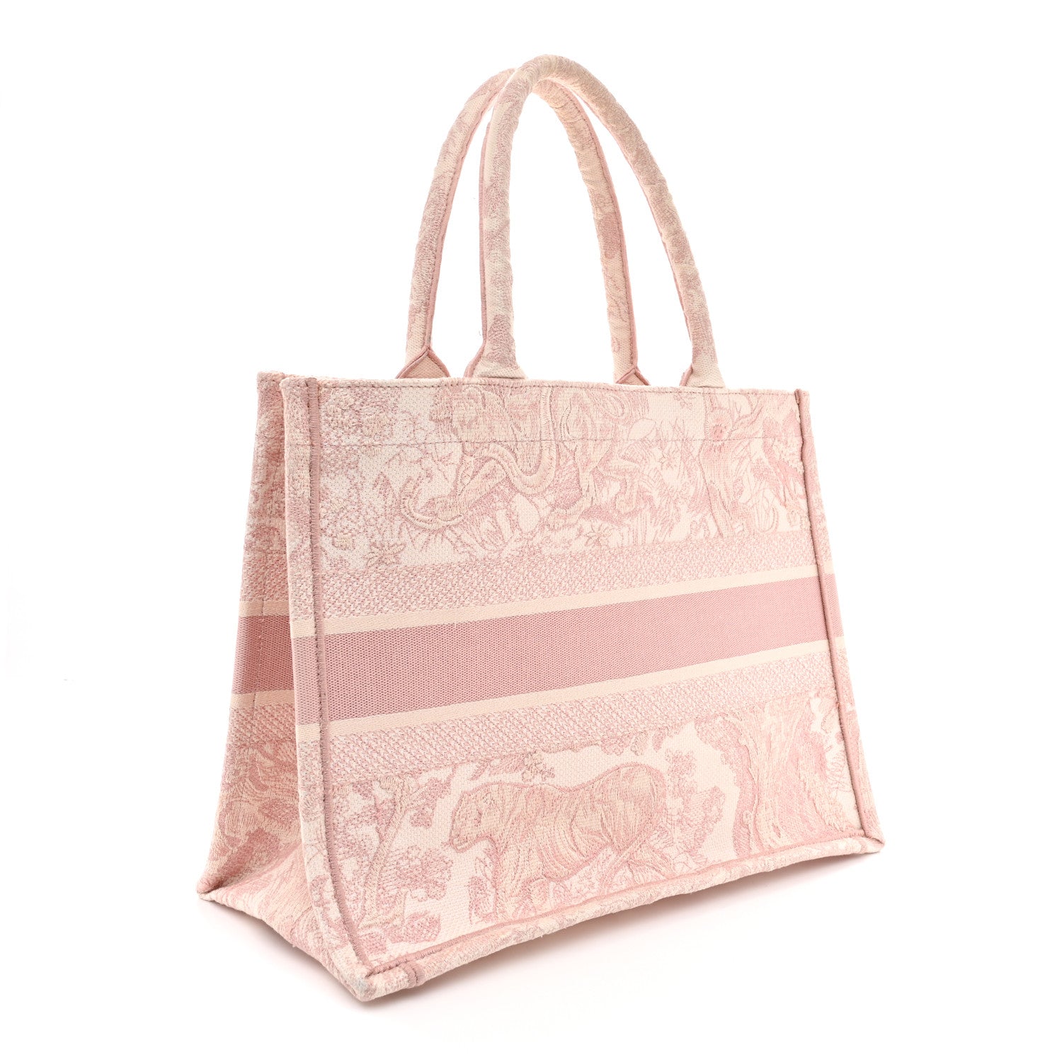 Christian Dior Canvas Toile De Jouy Embroidered Medium Book Tote Pink 3 of 12