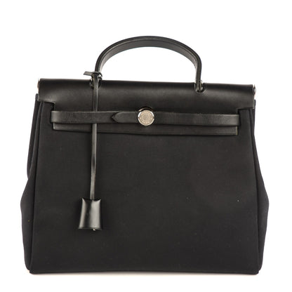 Hermes Vache Calfskin Toile Herbag 30 PM Black 1 of 12