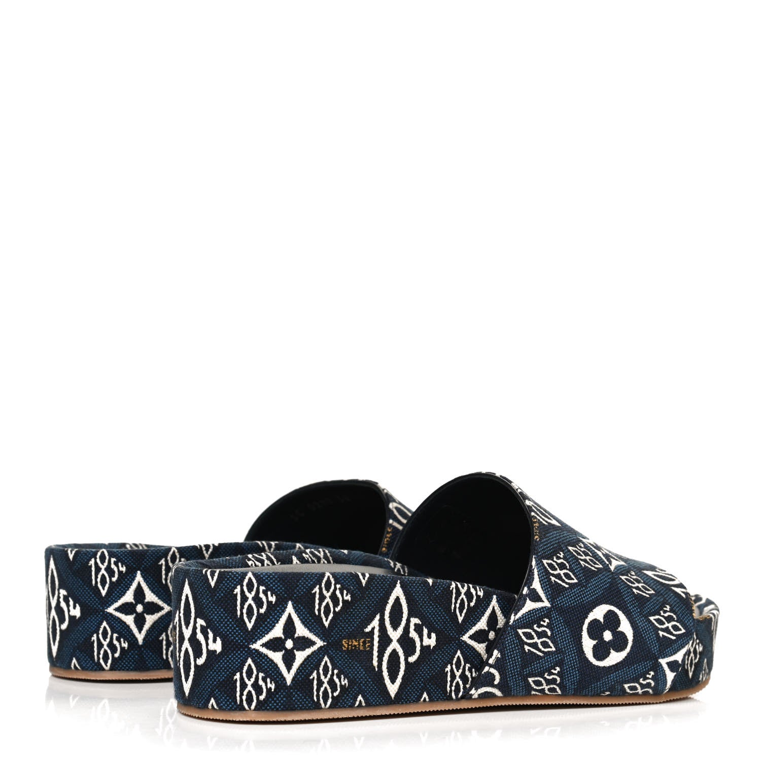 Louis Vuitton Canvas Since 1854 Jumbo Flatform Mule Sandals 36 Blue 4 of 11