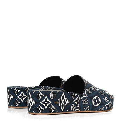 Louis Vuitton Canvas Since 1854 Jumbo Flatform Mule Sandals 36 Blue 4 of 11