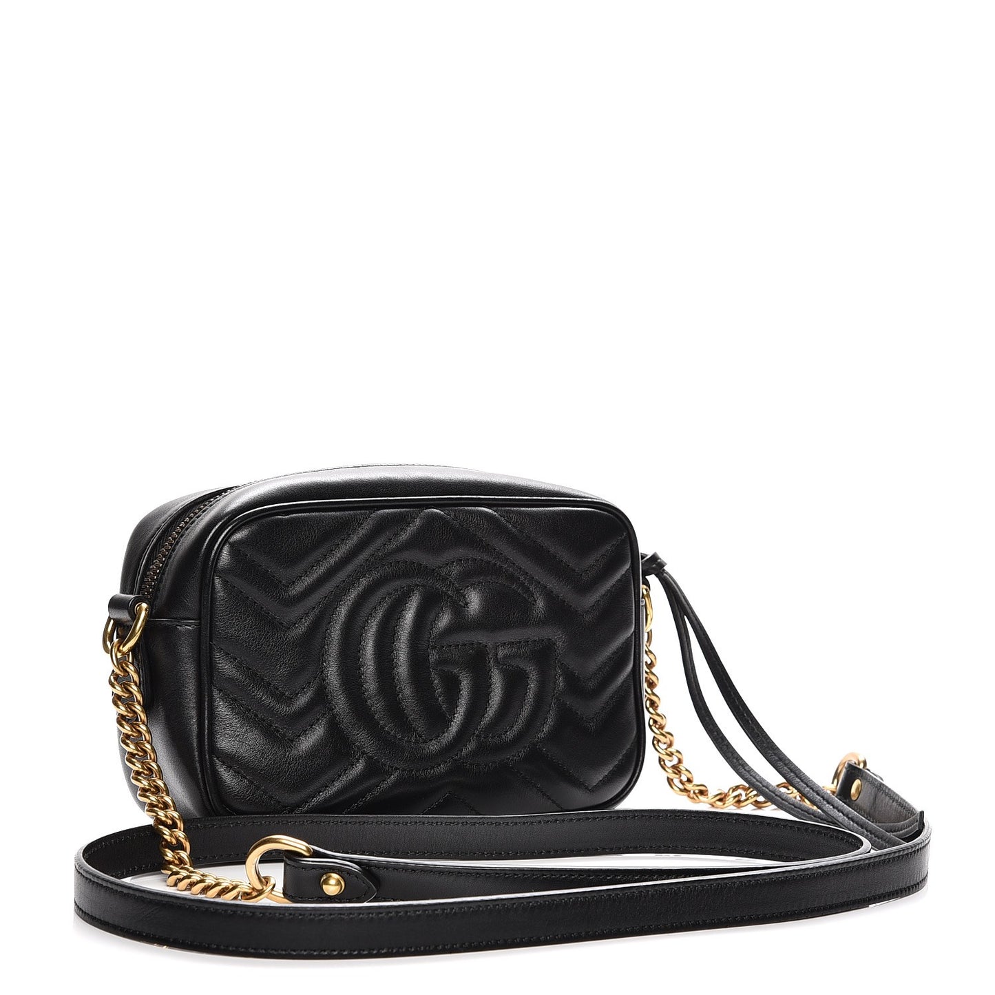 Calfskin Matelasse Mini GG Marmont Chain Shoulder Bag Black