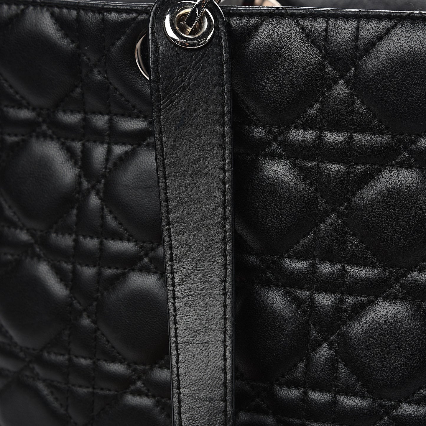 Lambskin Cannage Large Lady Dior Shopper Tote Black