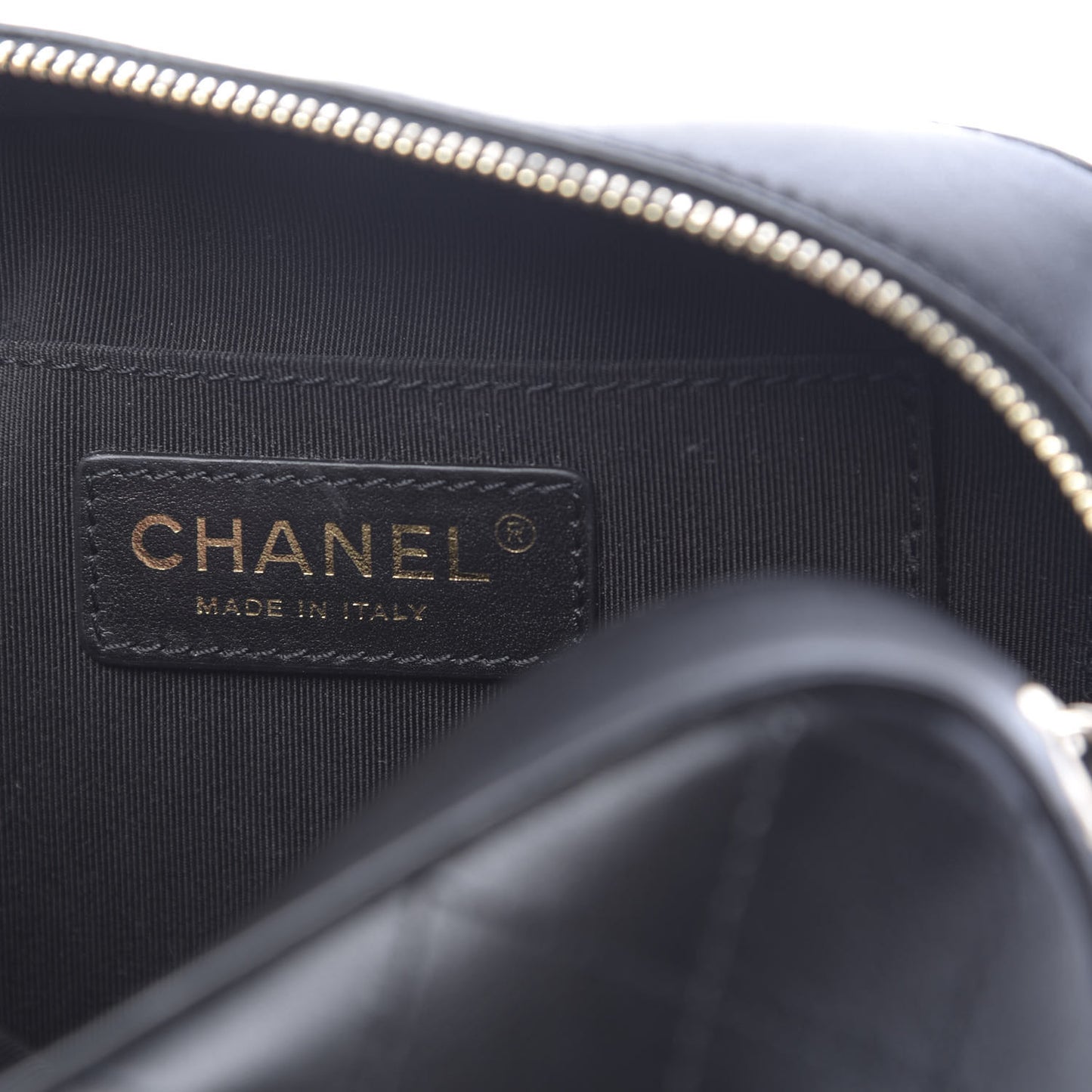 Calfskin Stitched Enamel CC Camera Case Bag Black