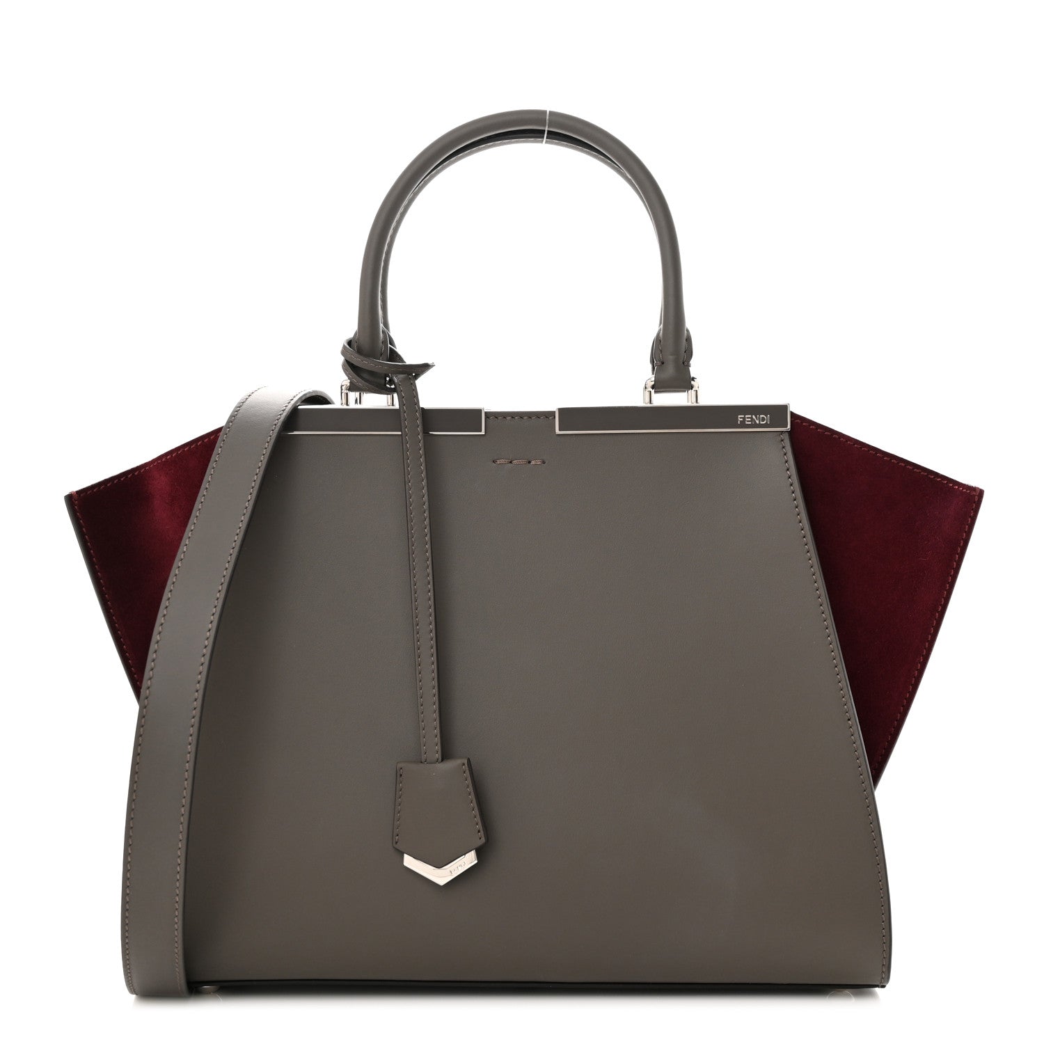 Fendi Vitello Baltico Kore Petite 3Jours Tote Carbone Bordeaux 1 of 10
