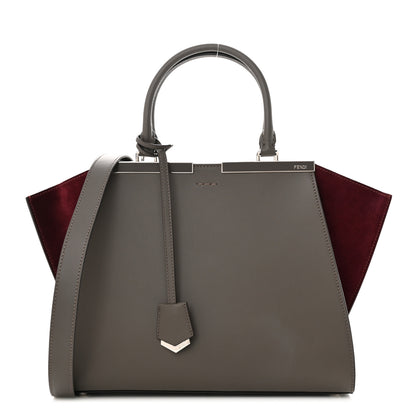 Fendi Vitello Baltico Kore Petite 3Jours Tote Carbone Bordeaux 1 of 10