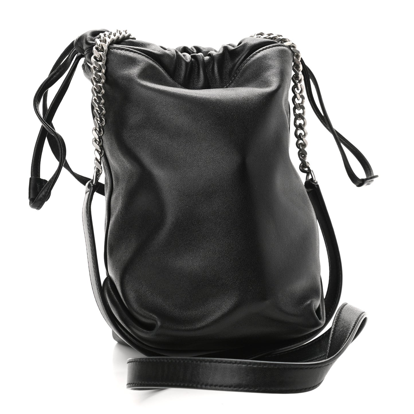 Lambskin Small Teddy Bucket Bag Black
