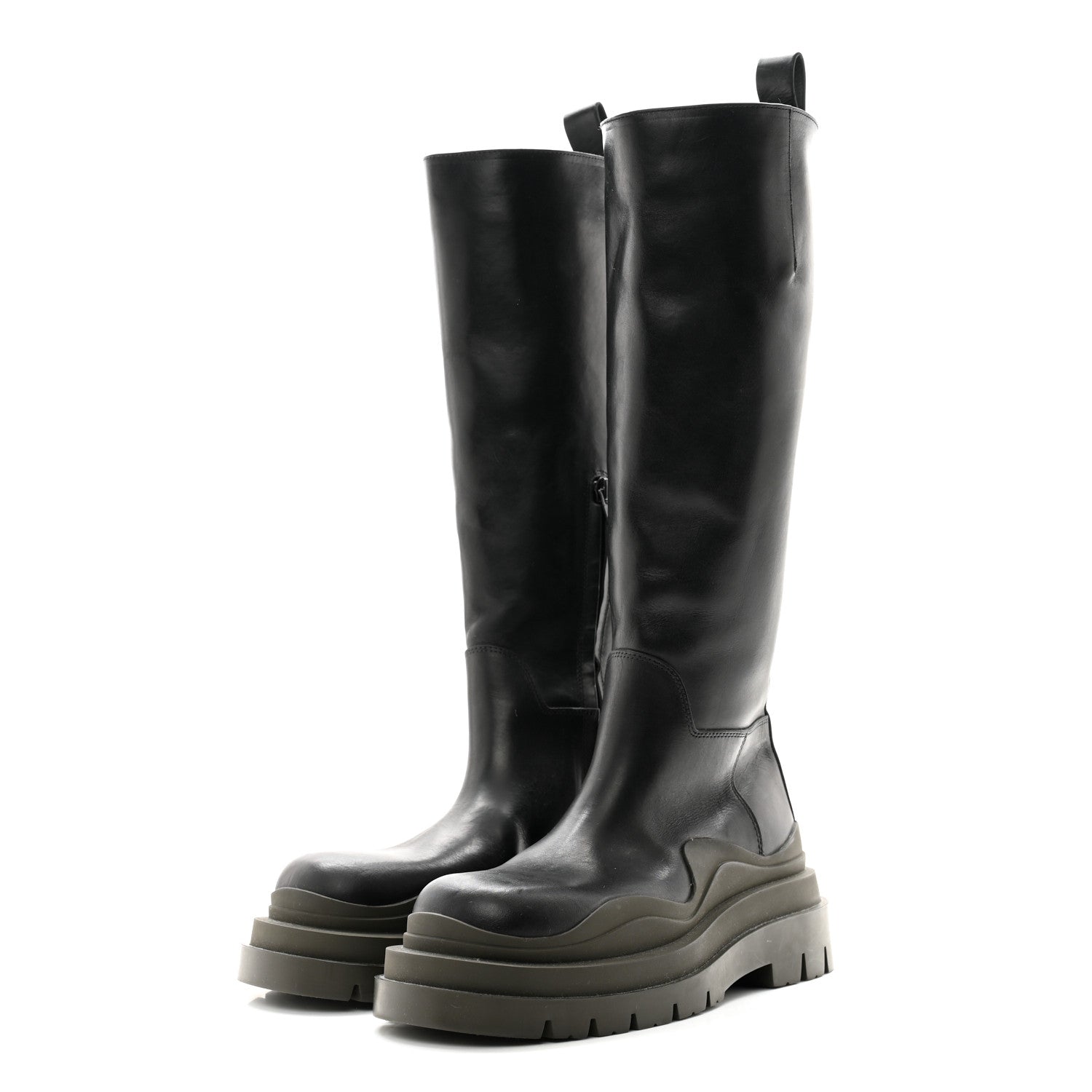 Bottega Veneta Calfskin The Tire High Boots 37 Black Camping 3 of 10