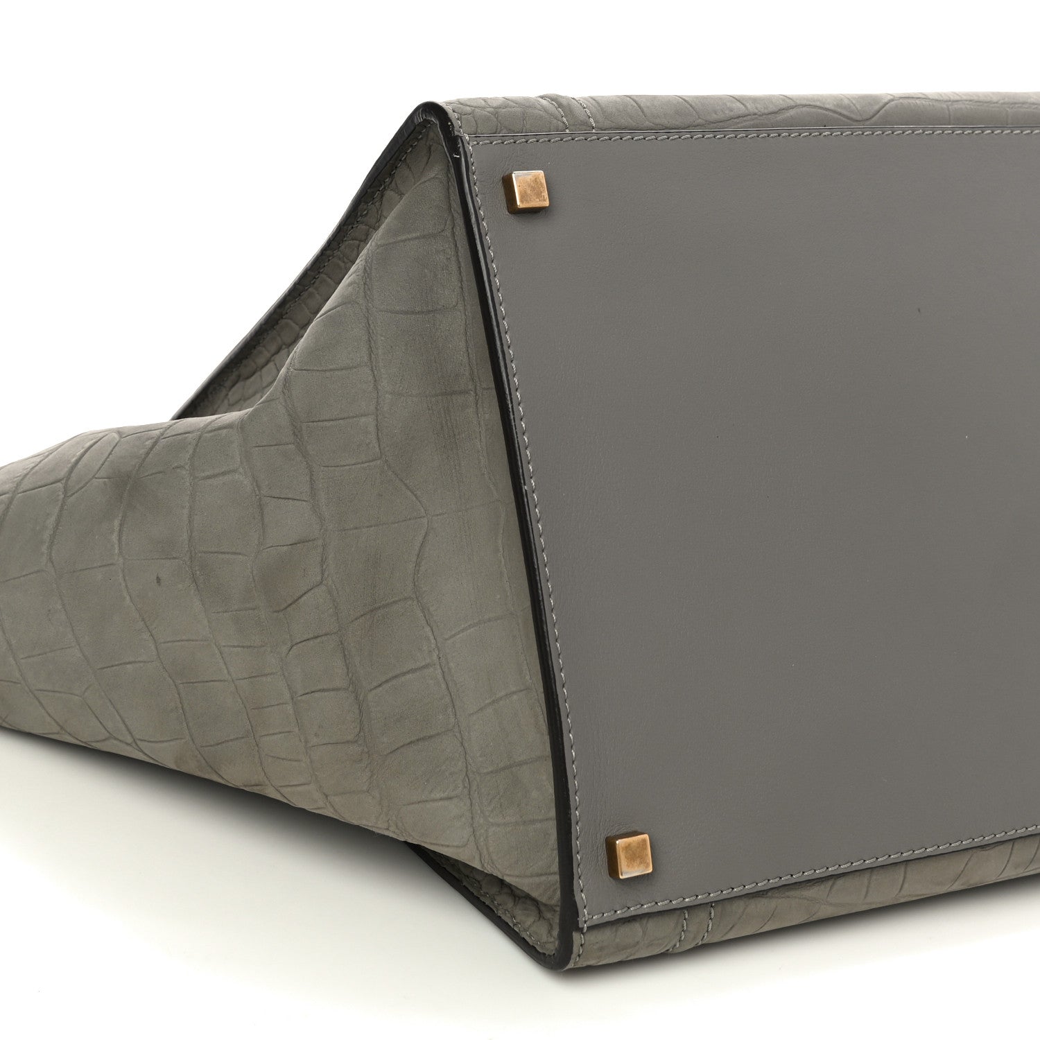 Celine Crocodile Embossed Nubuck Medium Phantom Luggage Grey 8 of 9