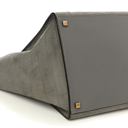 Celine Crocodile Embossed Nubuck Medium Phantom Luggage Grey 8 of 9