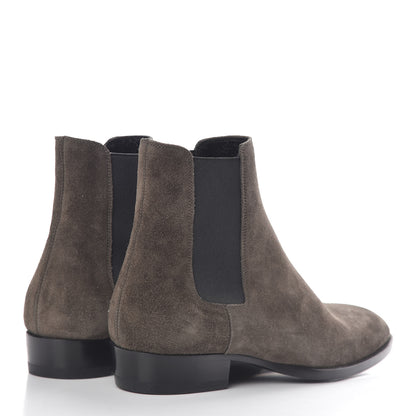 Saint Laurent Suede Mens Wyatt Chelsea Boots 39 Paris Fog 4 of 8