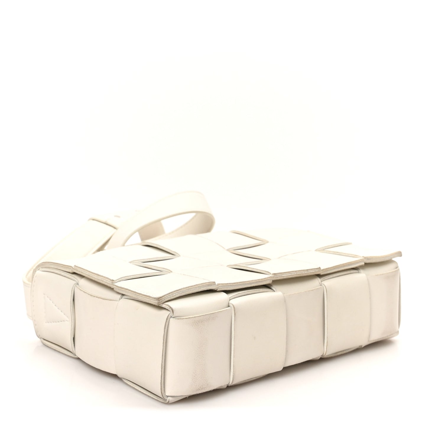 Lambskin Maxi Intrecciato Cassette Crossbody Bag White