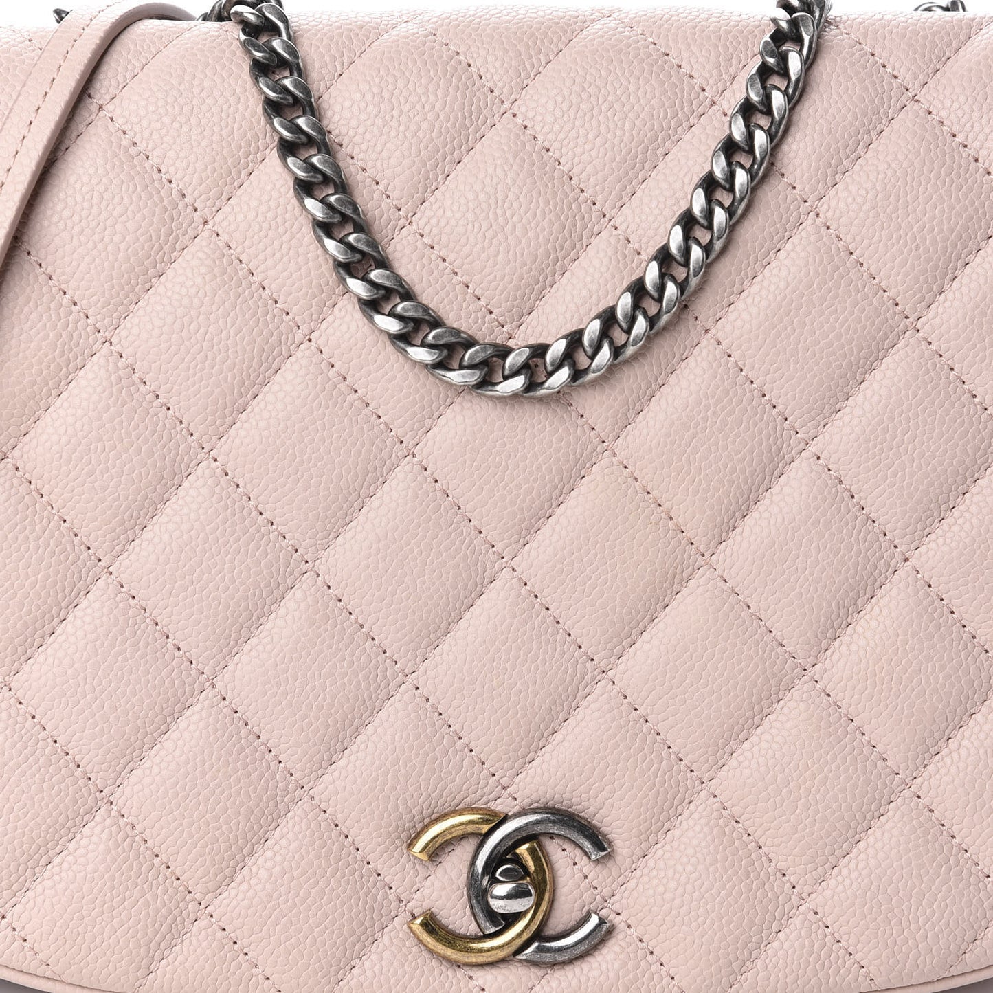Caviar Quilted Casual Pocket Messenger Flap Light Pink