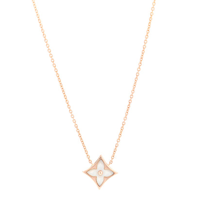 Louis Vuitton 18K Pink Gold Mother of Pearl Color Blossom Star Pendant Necklace 1 of 6