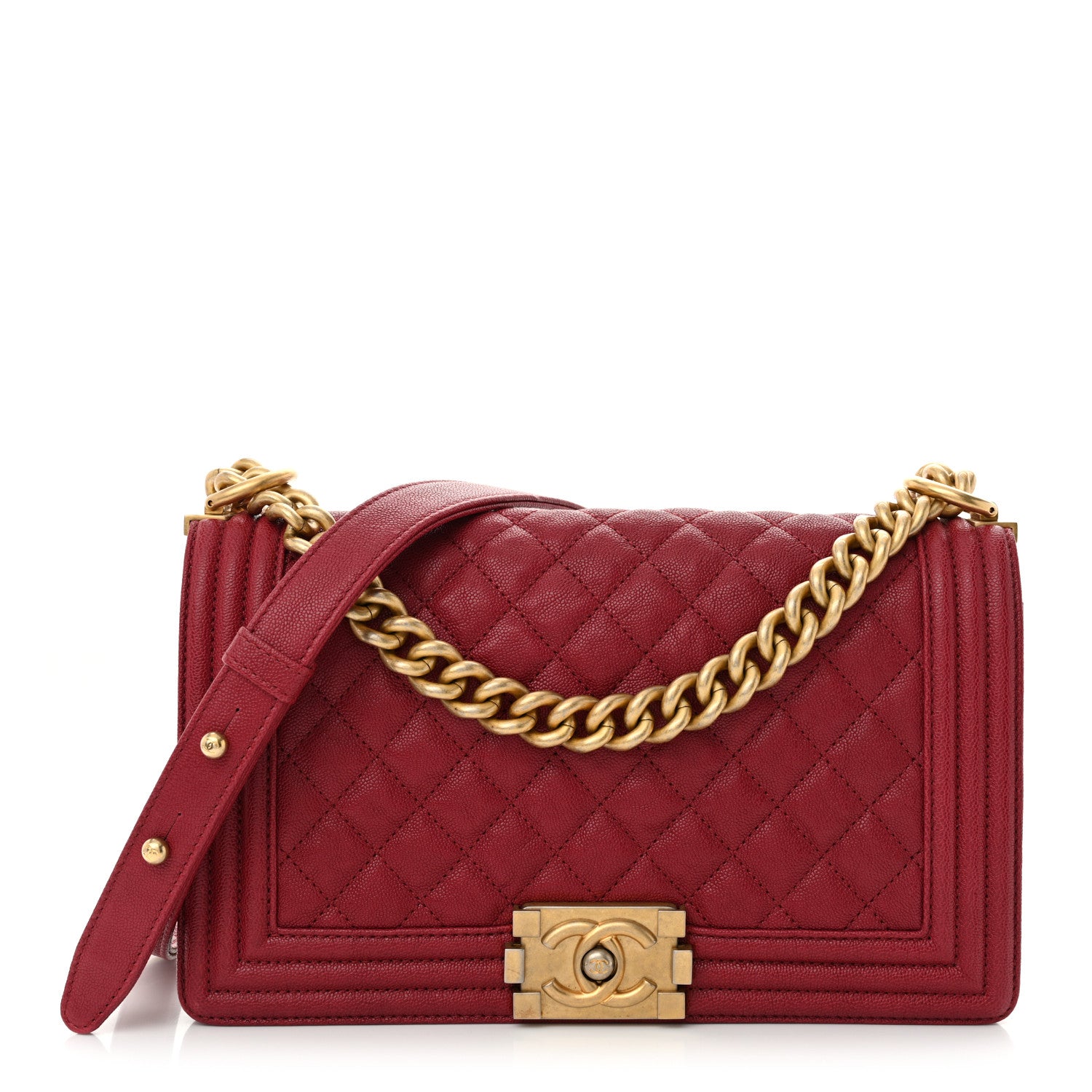 Chanel Caviar Quilted Medium Boy Flap Red 1 of 10