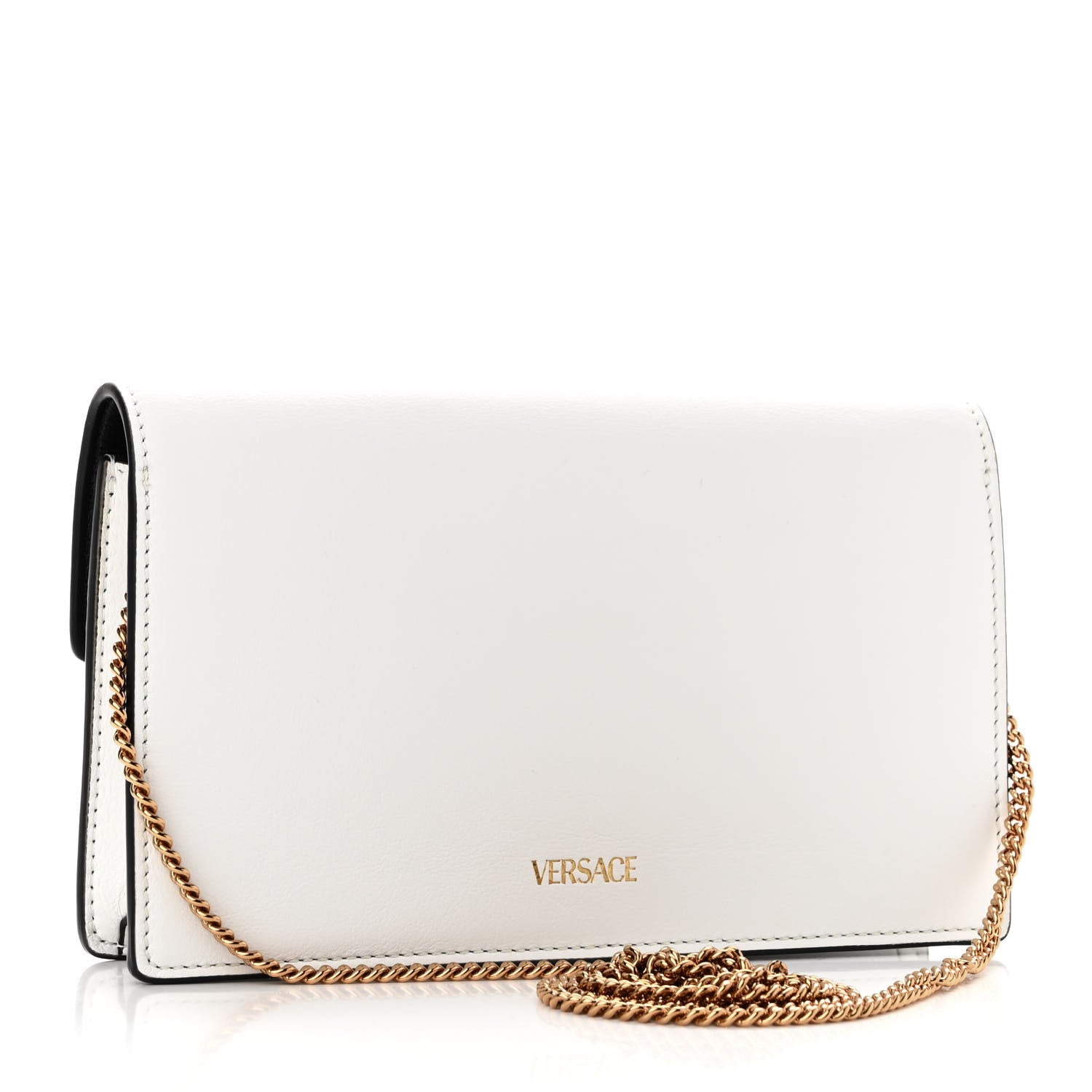 Versace Grained Calfskin Virtus Wallet On Chain White Gold 3 of 9