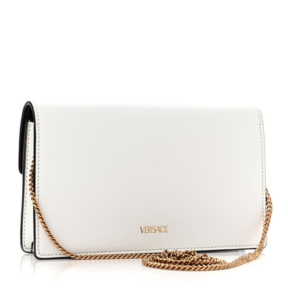 Versace Grained Calfskin Virtus Wallet On Chain White Gold 3 of 9
