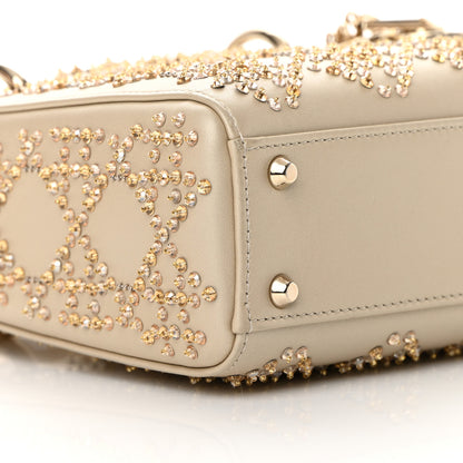 Christian Dior Metallic Lambskin Crystal Cannage Mini Lady Dior Platinum 9 of 14