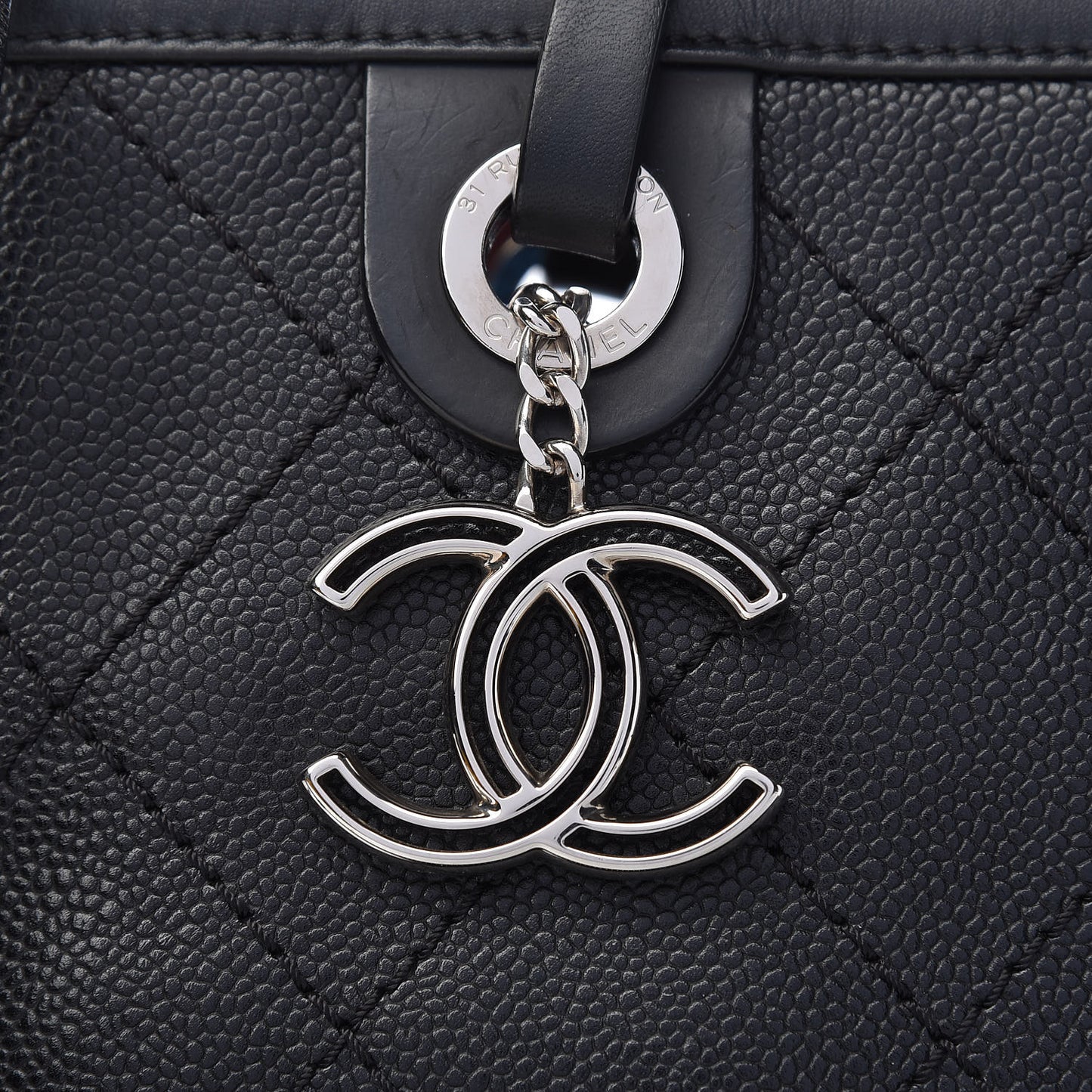 Grained Calfskin Shopping Fever Tote Black