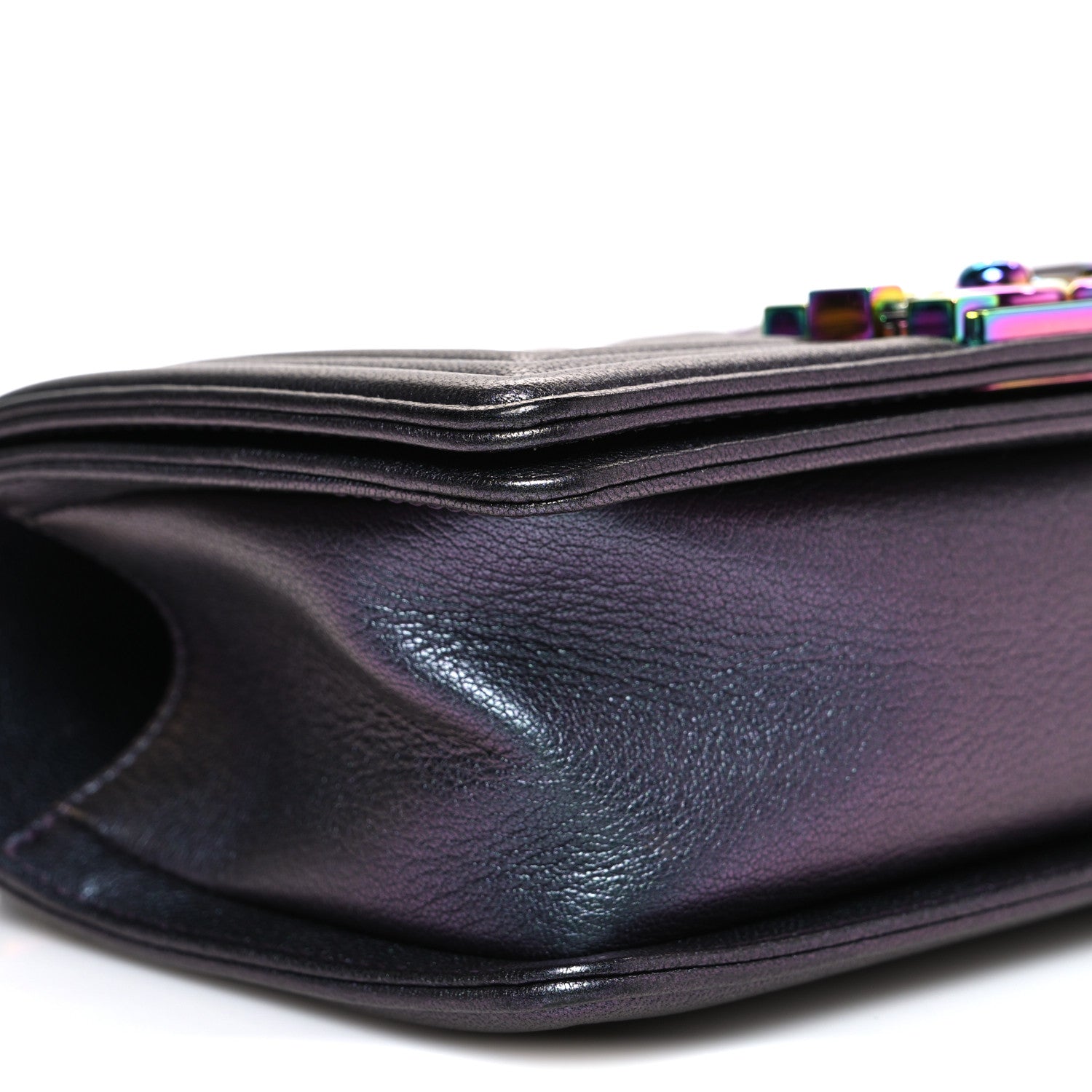 Chanel Iridescent Goatskin Quilted Small Boy Flap Purple 9 of 10