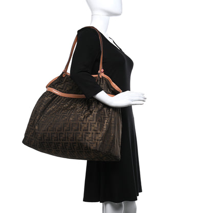 Fendi Nylon Patent Zucca Large Chef Shopper Tote Tobacco Pink 2 of 15