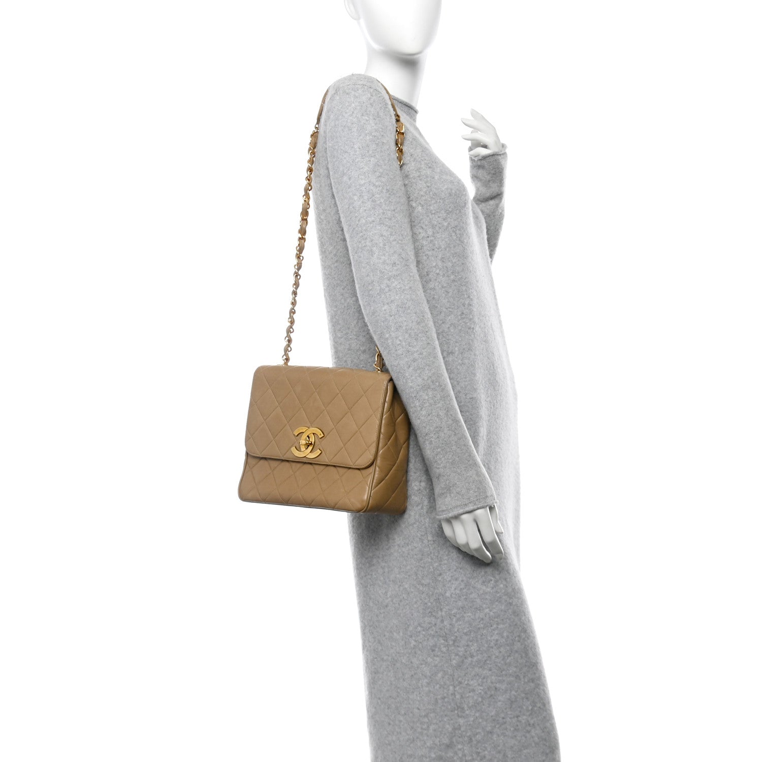 Chanel Lambskin Quilted Medium Square Flap Bag Beige 2 of 10