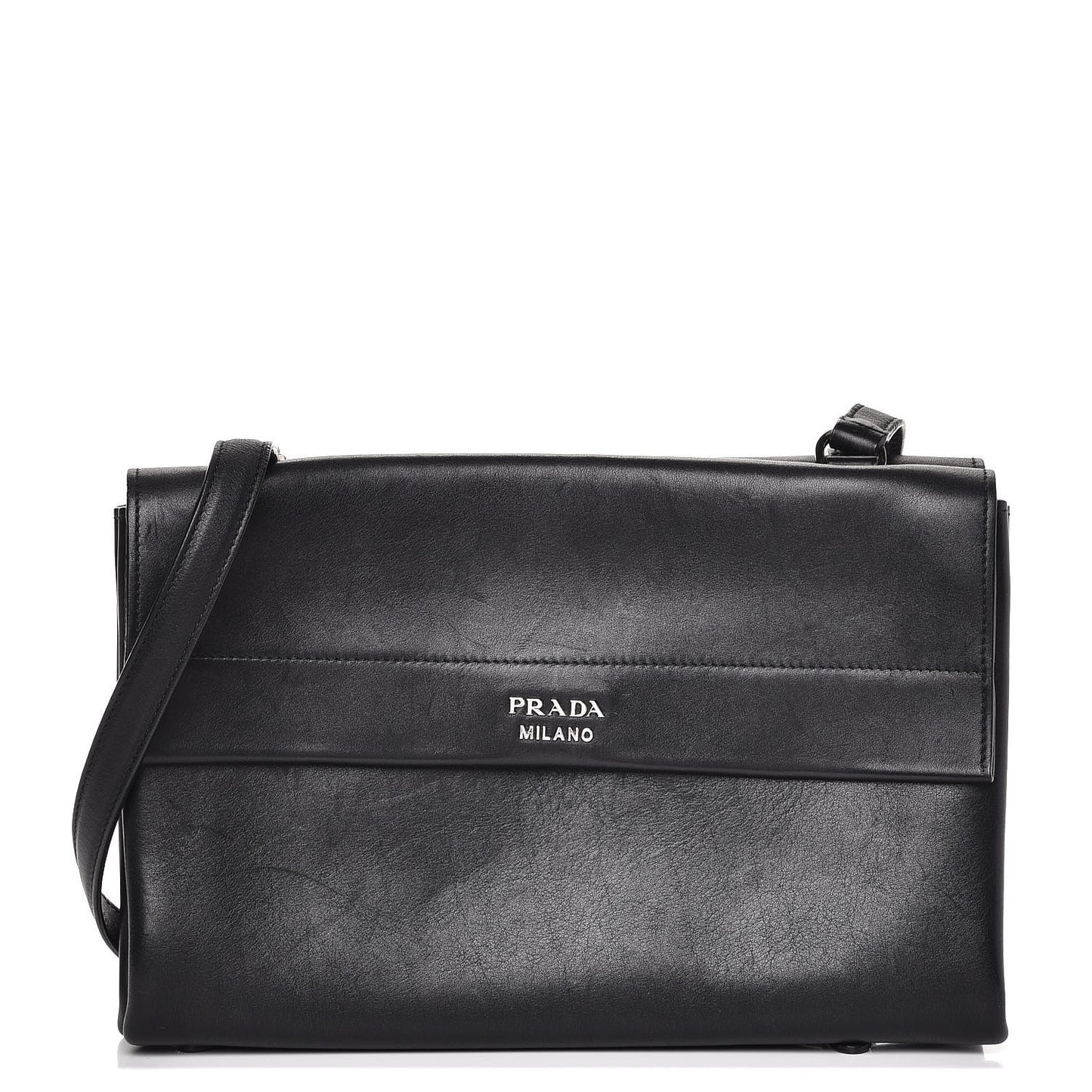 Vitello Soft Double Flap Shoulder Bag Nero Black