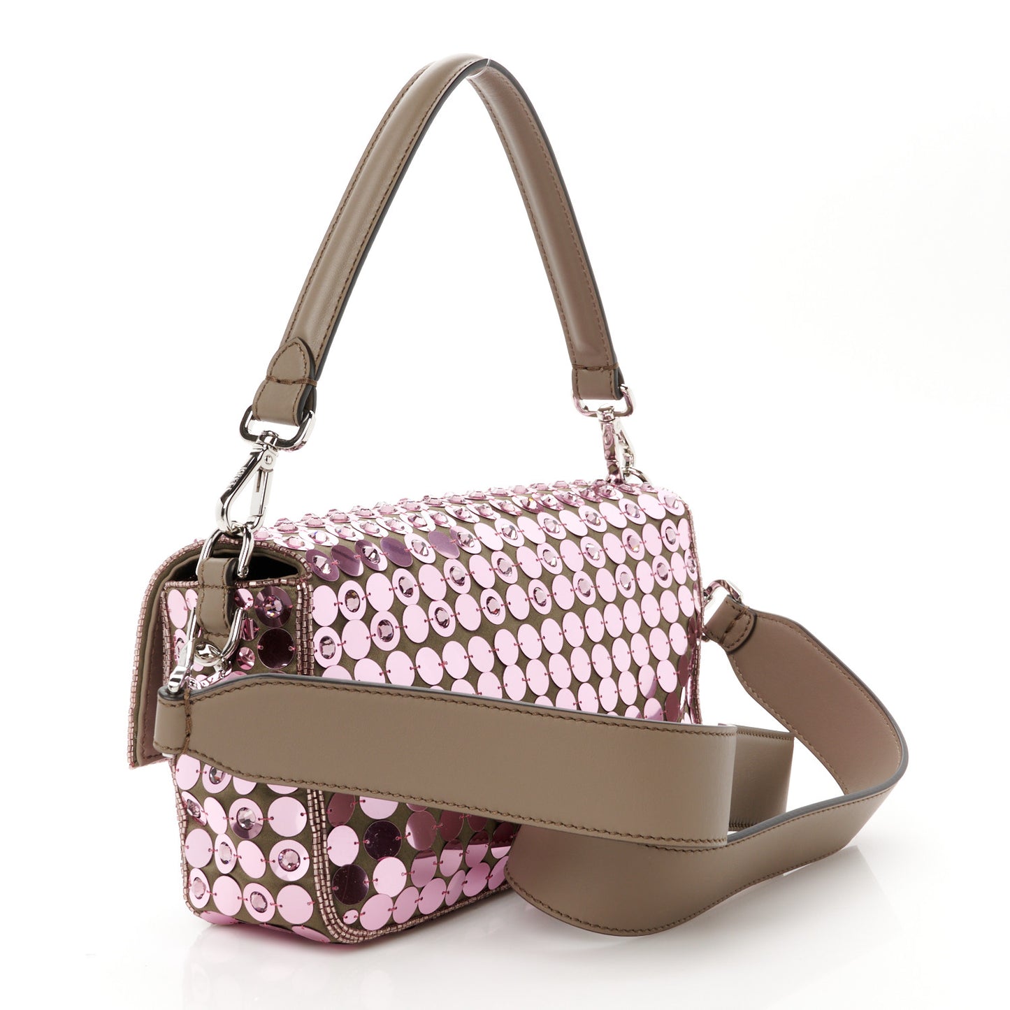 Ricamo Sequin Paillettes Strass Vitello Grace Baguette Rosa Tartufo